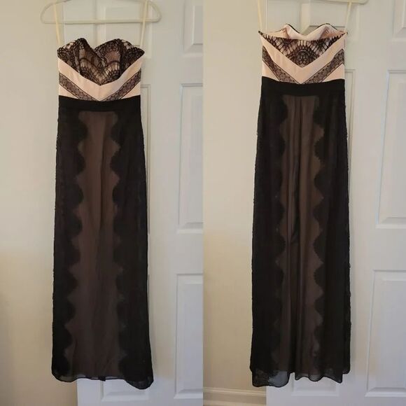 TED BAKER LONDON 'Hanya' Black and Pink Lace Maxi Dress - Picture 2 of 15